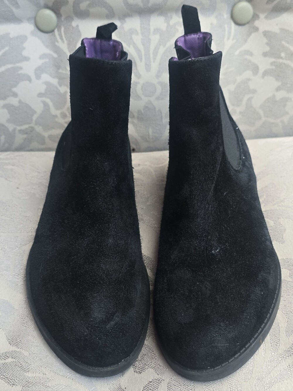 David Tate Black Sneaker with Purple Lining